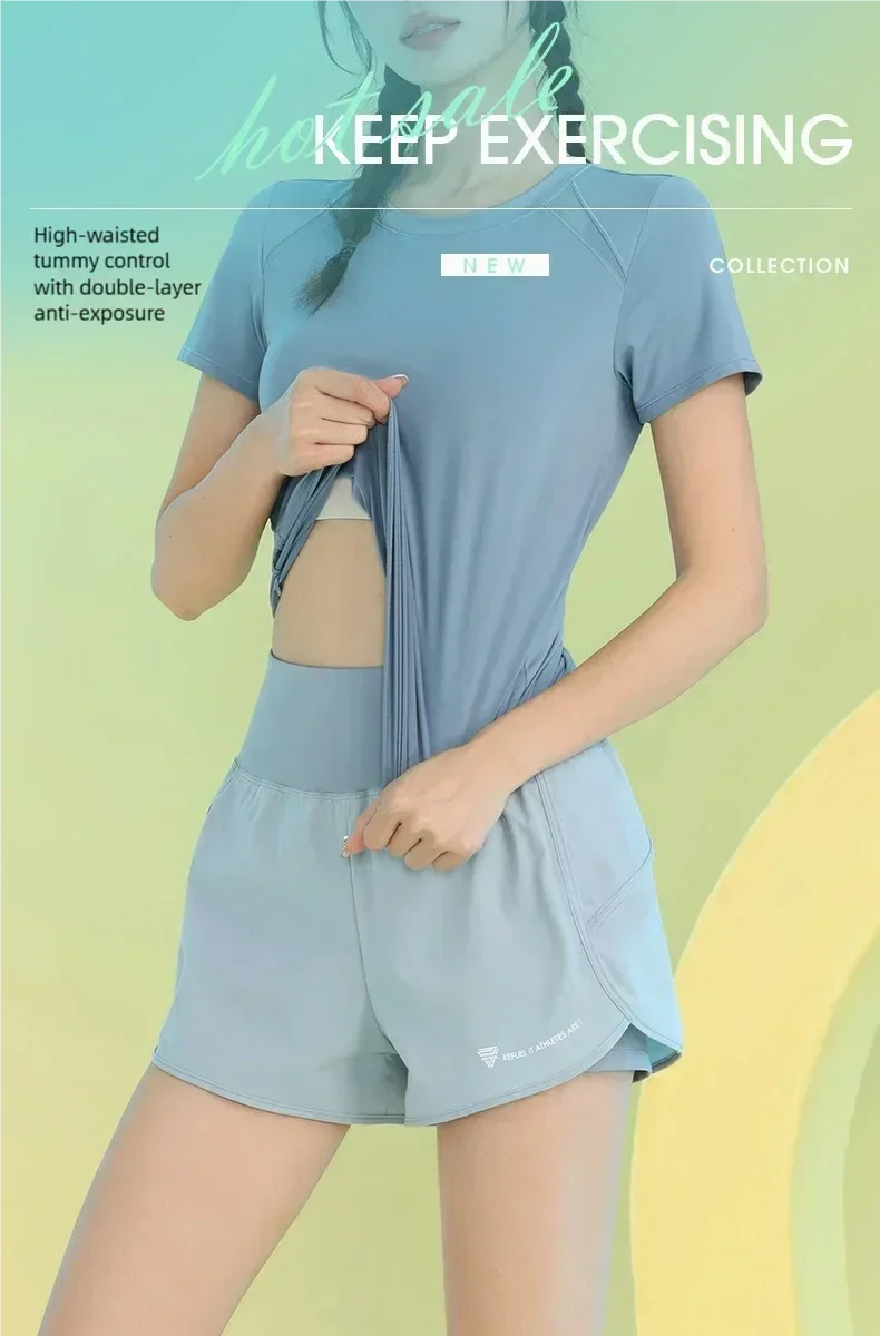 PHIGEER Lightweight Yoga Shorts with Pocket