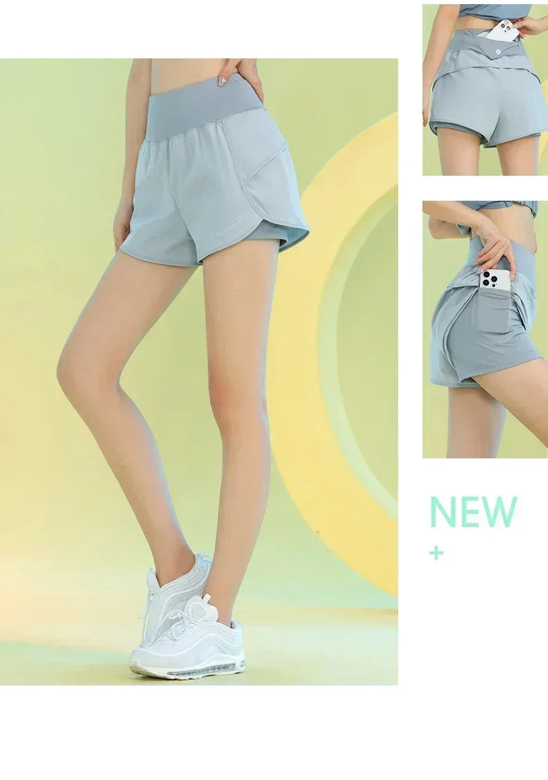 PHIGEER Lightweight Yoga Shorts with Pocket